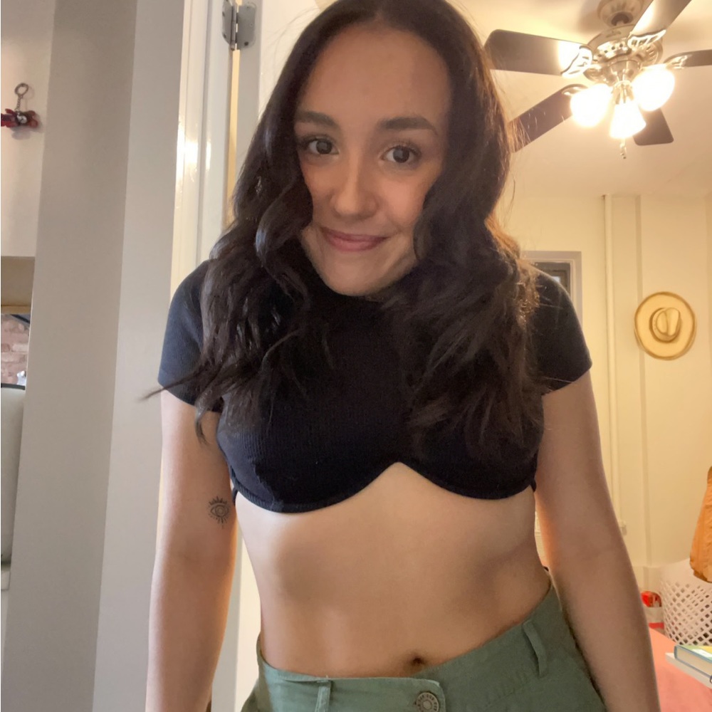 Black Short Sleeve Princess Polly Cropped Bustier Top